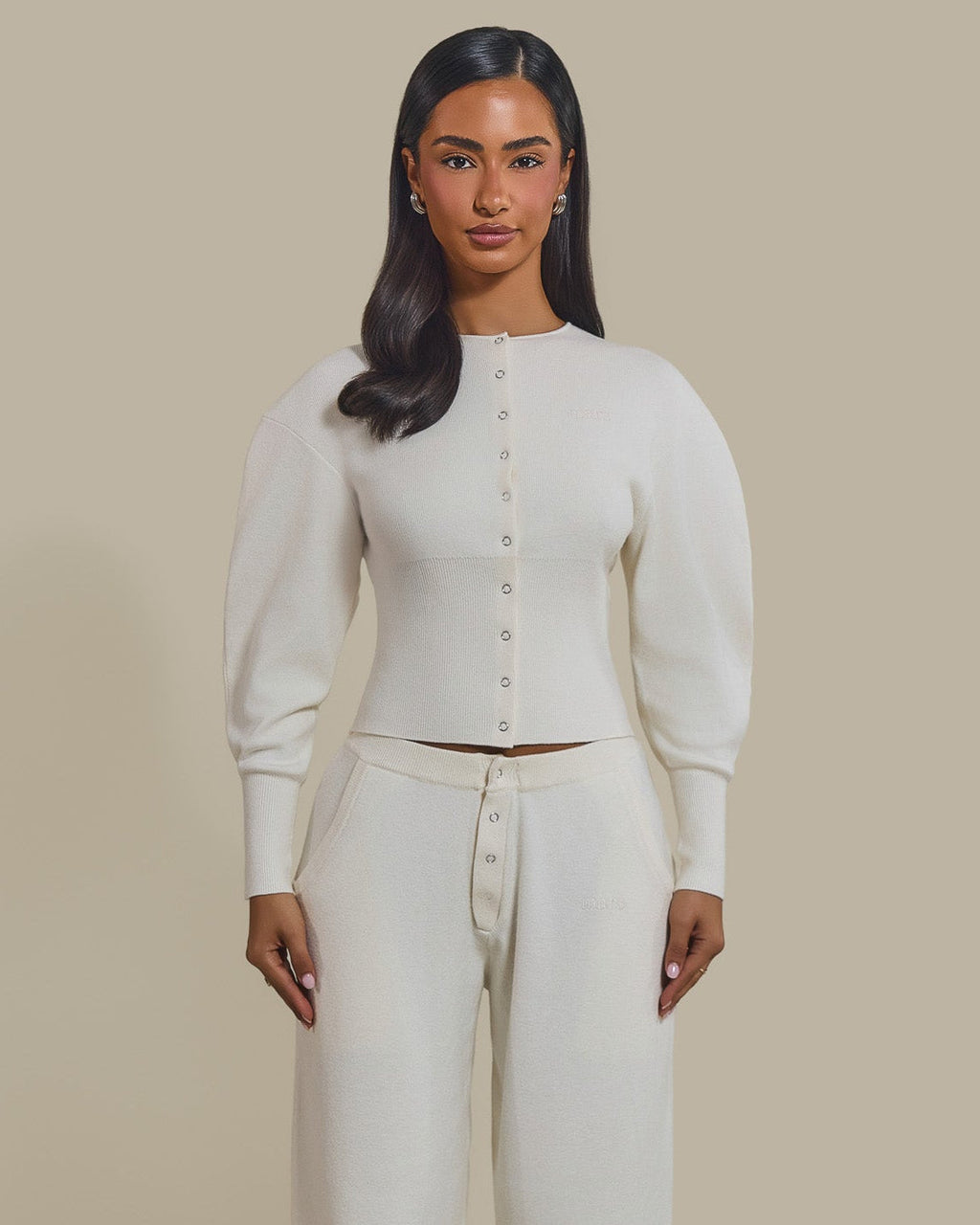 The Knit Button Up Cardigan in Cream