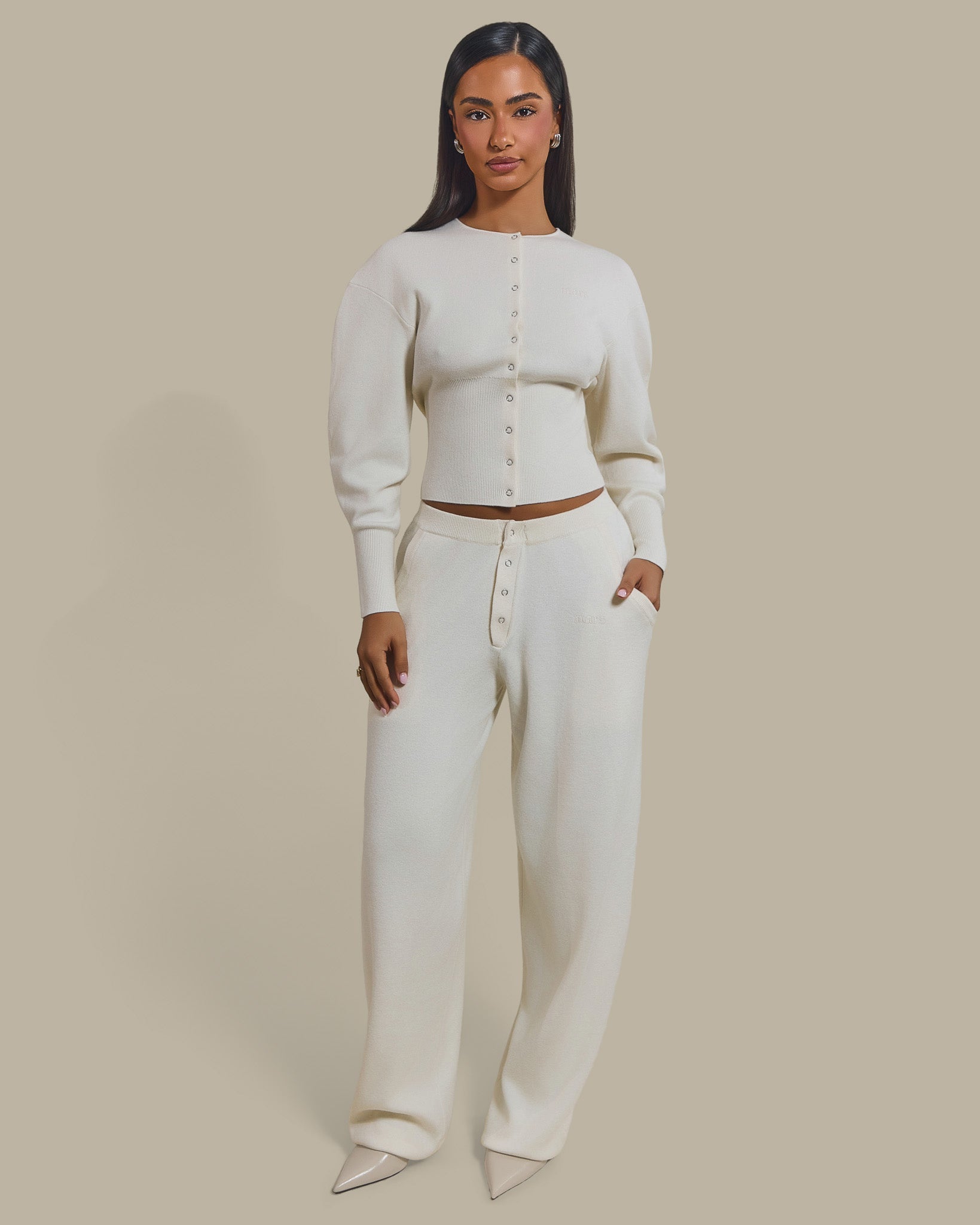 The Knit Button Up Cardigan in Cream