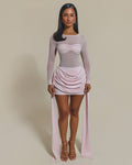 The Yara Draped Mini Skirt in Baby Pink