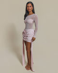 The Yara Draped Mini Skirt in Baby Pink