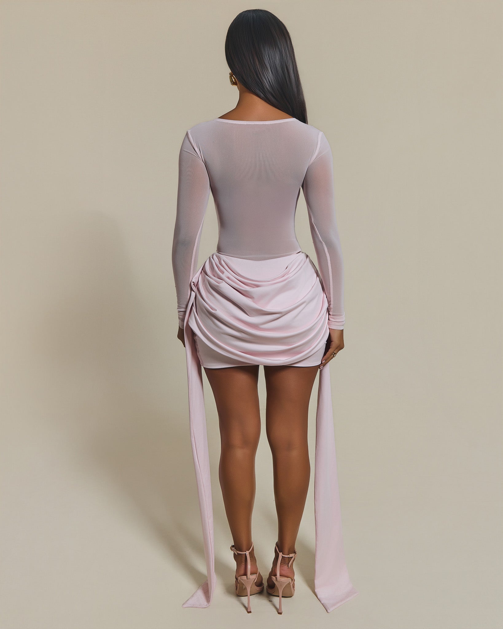 The Yara Draped Mini Skirt in Baby Pink