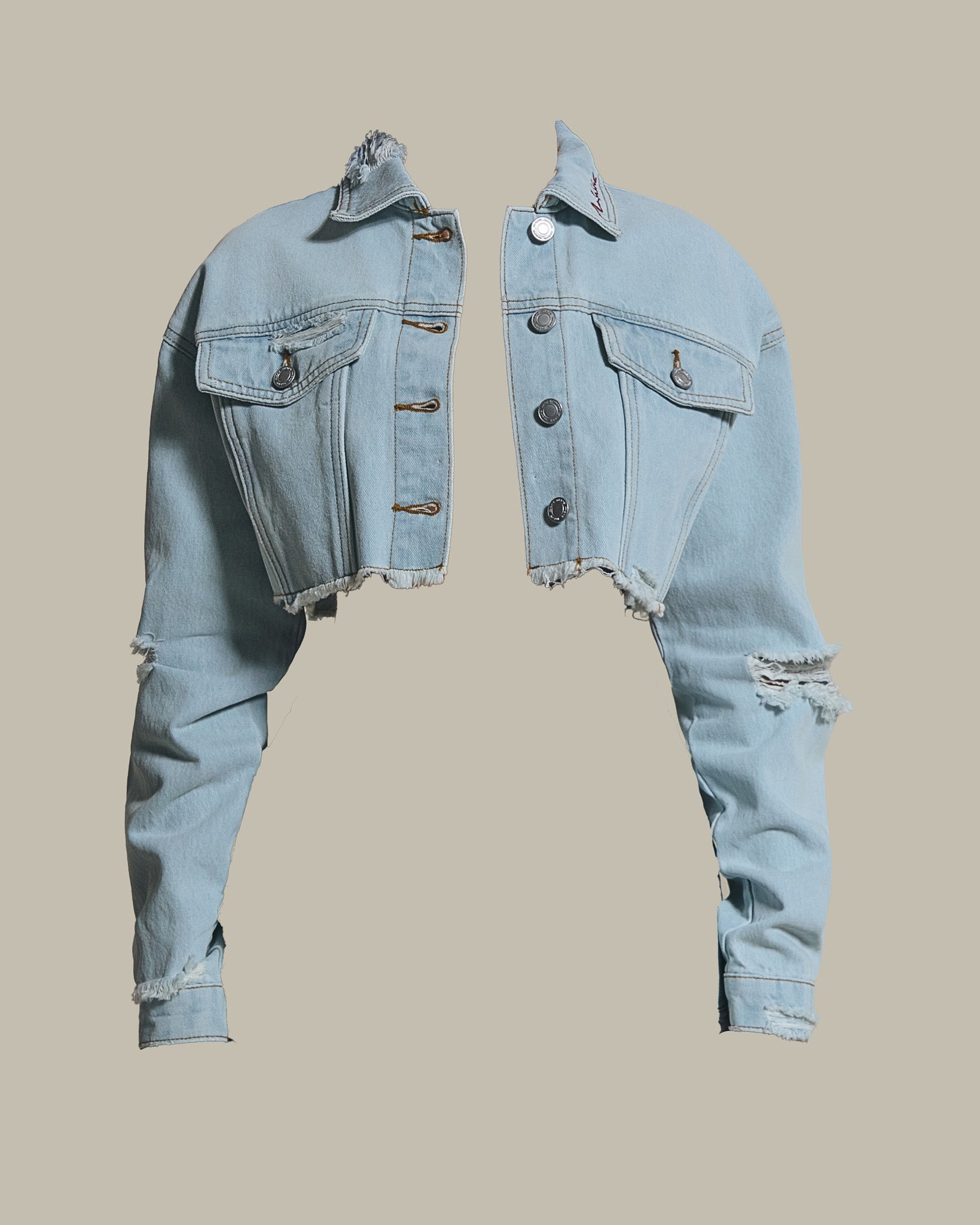 The Esha Cropped Denim Jacket in Light Wash Blue