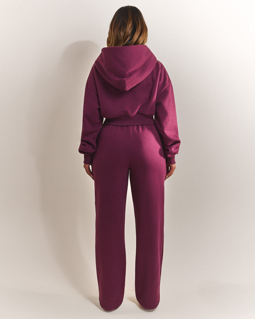 The Classics Cropped Zip Hoodie in Plum