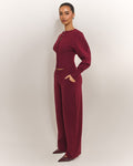 The Knit Button Up Cardigan in Burgundy