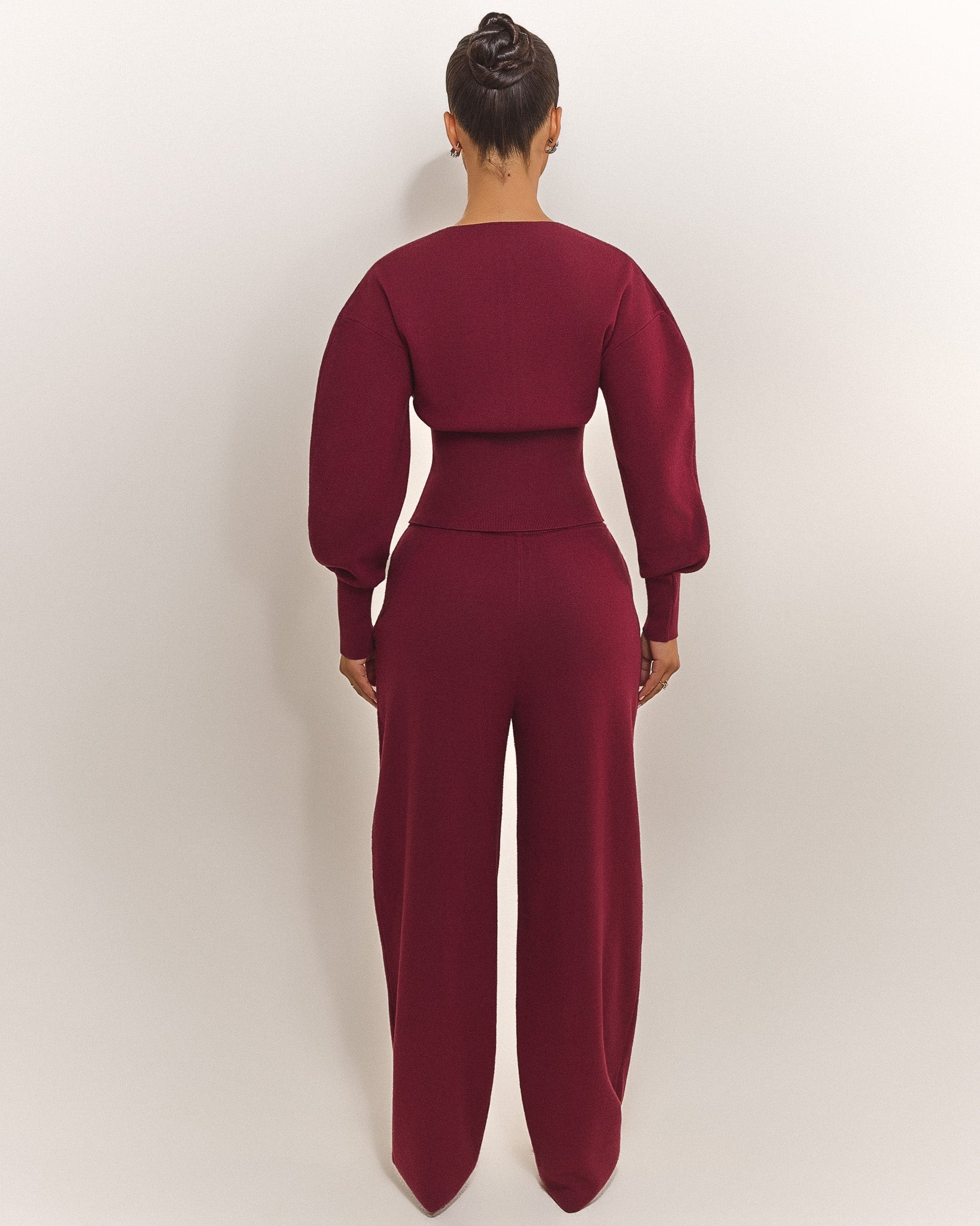 The Knit Button Up Cardigan in Burgundy