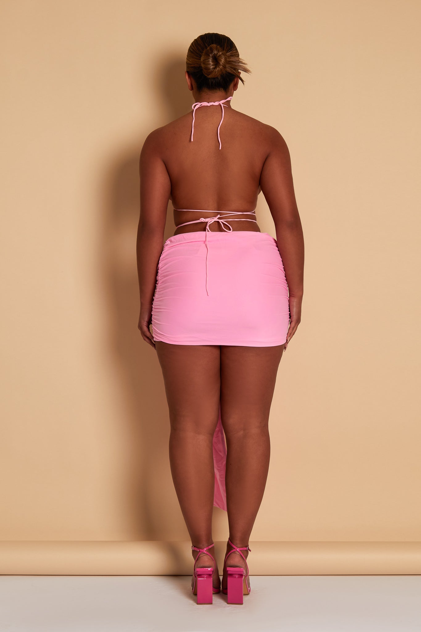 Tie Up Mini Skirt in Baby Pink