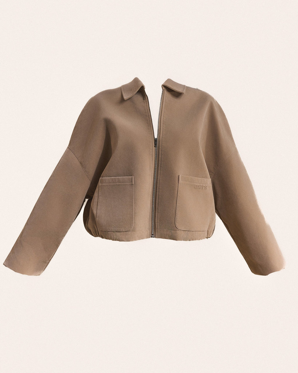 The Isla Faux Suede Cropped Jacket in Beige