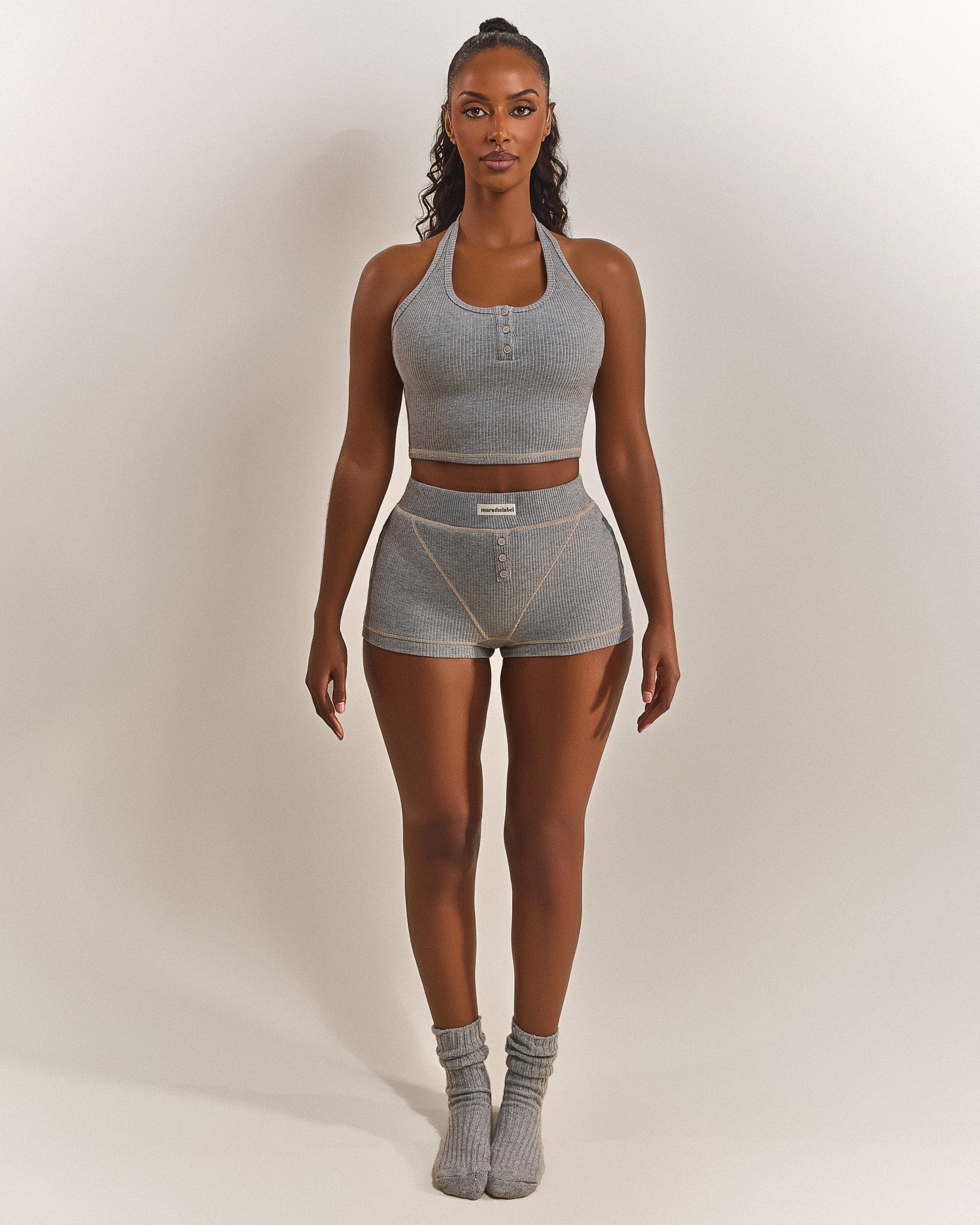 The Ribbed Boxer Shorts in Grey