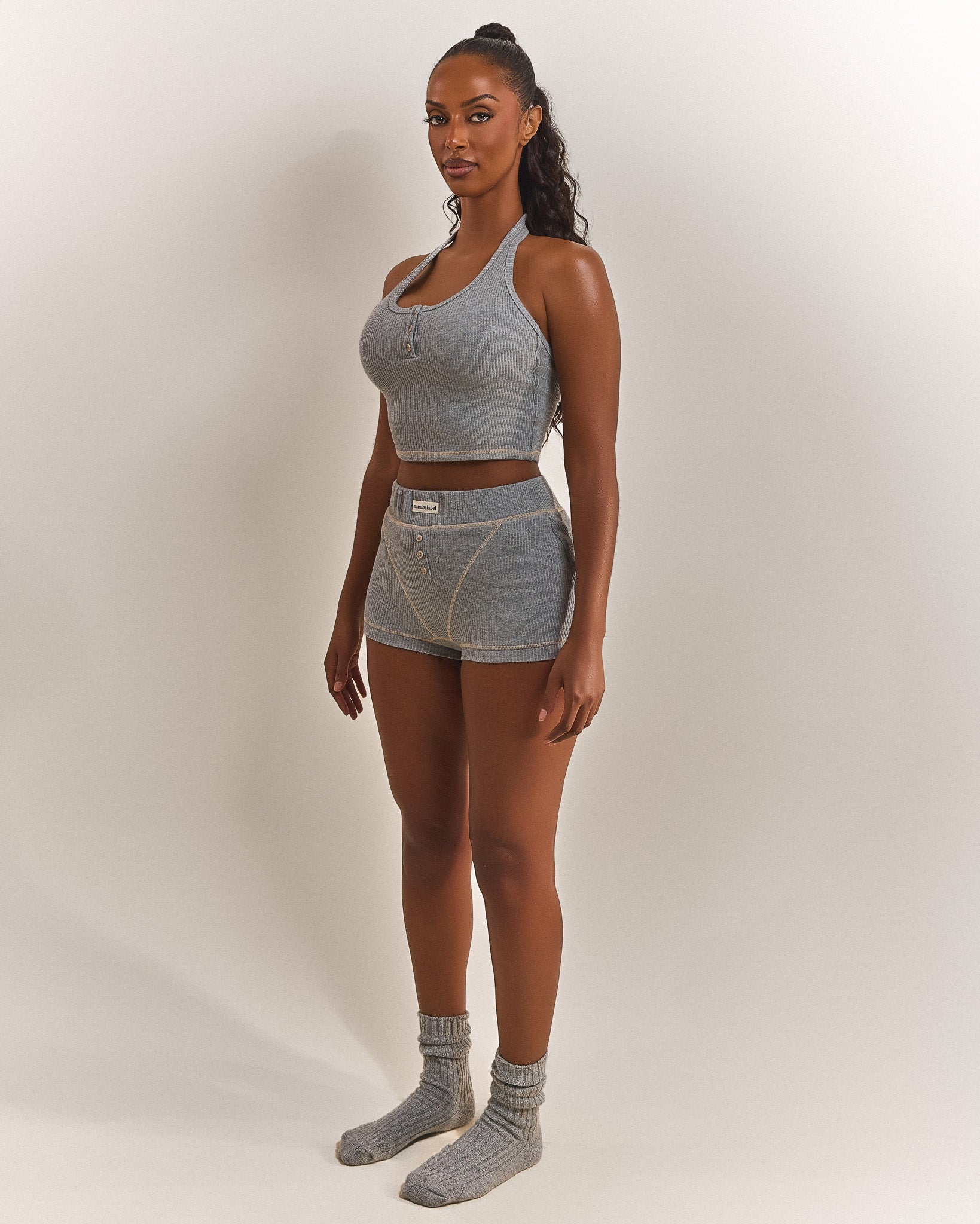 The Ribbed Boxer Shorts in Grey