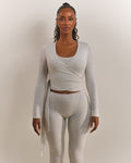 The Wrap Top in Grey Marl