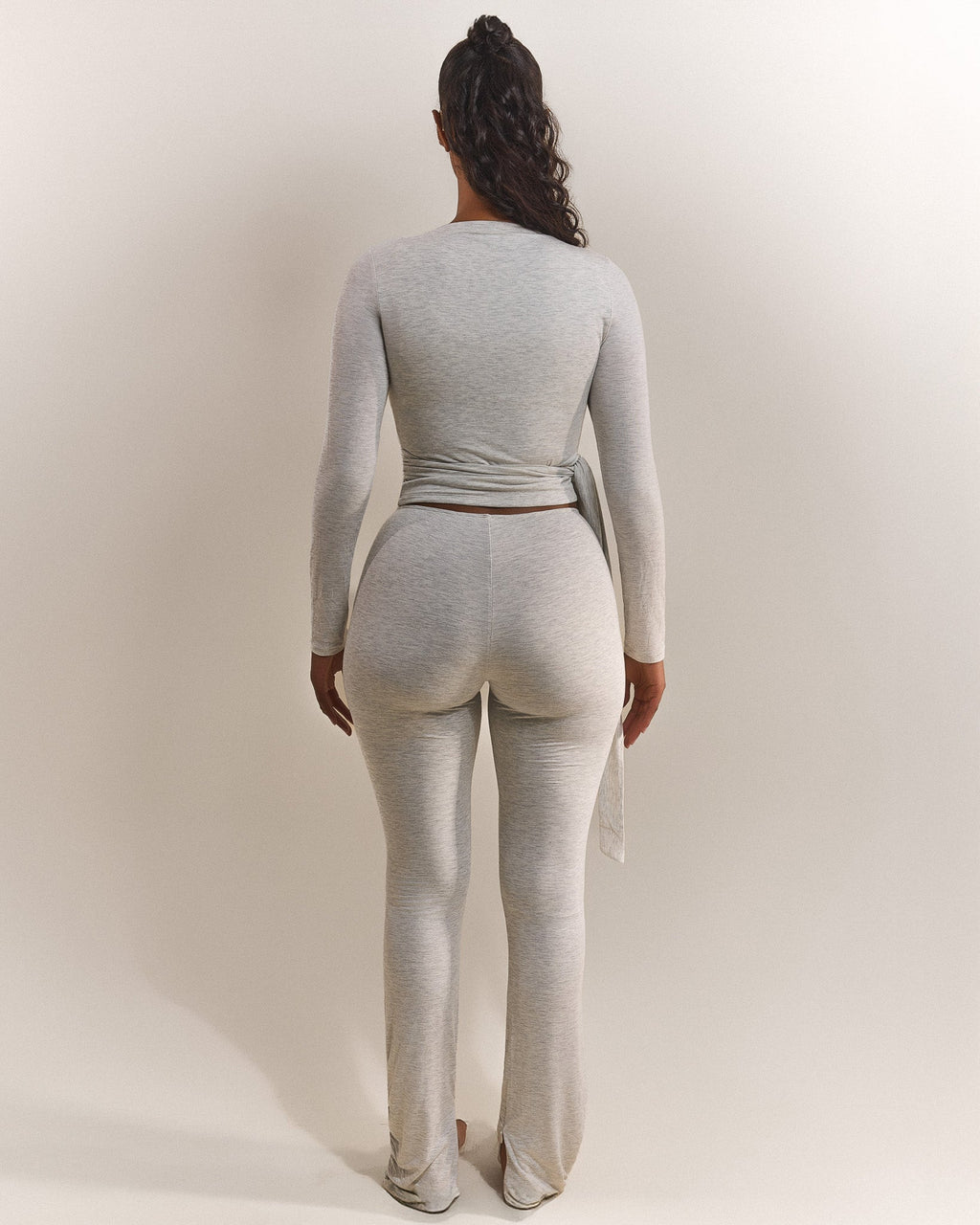 The Wrap Top in Grey Marl