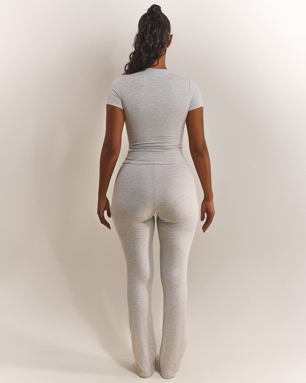 The Short Sleeve Cotton Top in Grey Marl