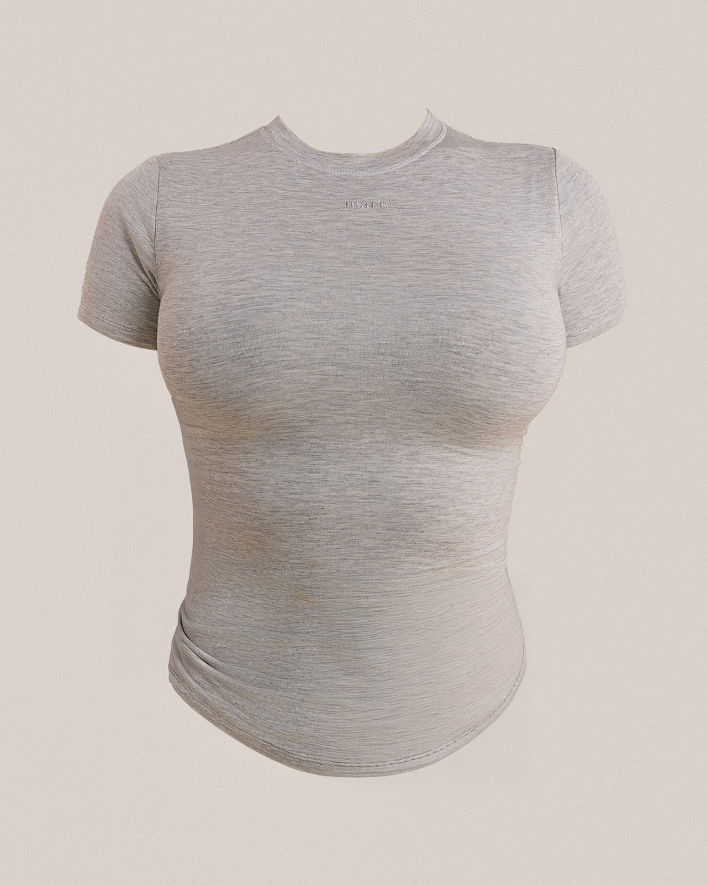 The Short Sleeve Cotton Top in Grey Marl