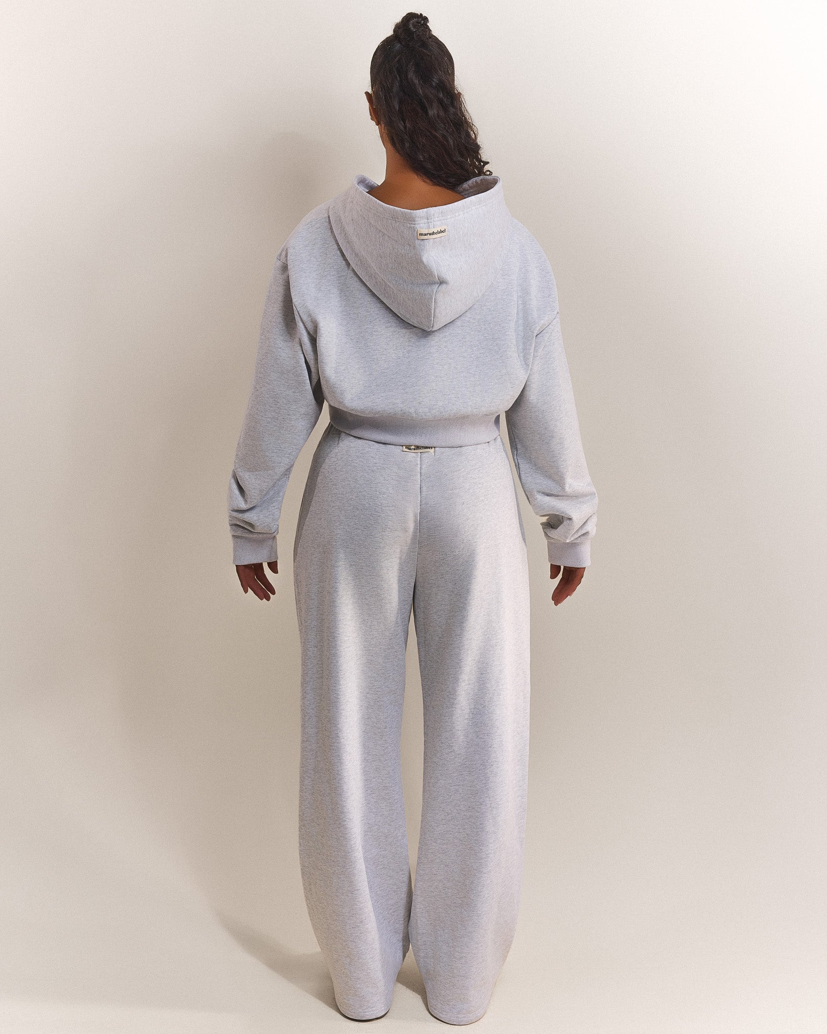 The Basic Crop Zip Hoodie in Grey Marl