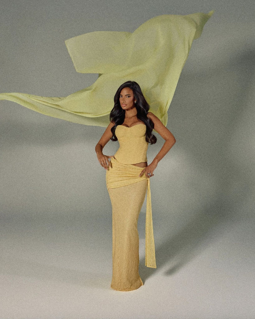 The Lexi Lace Maxi Skirt in Butter Yellow