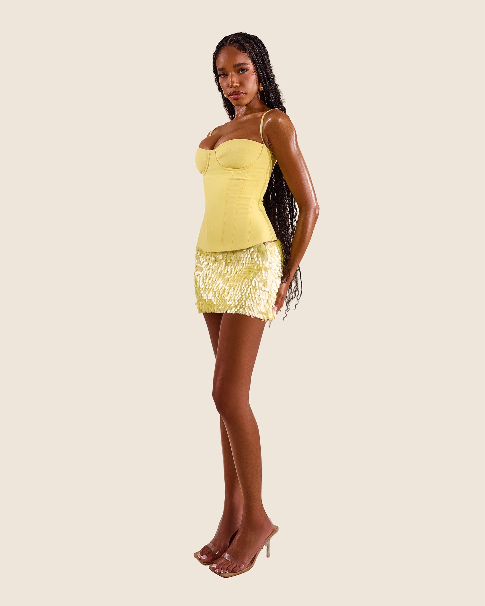 The Shimmi Mini Skirt in Lemon